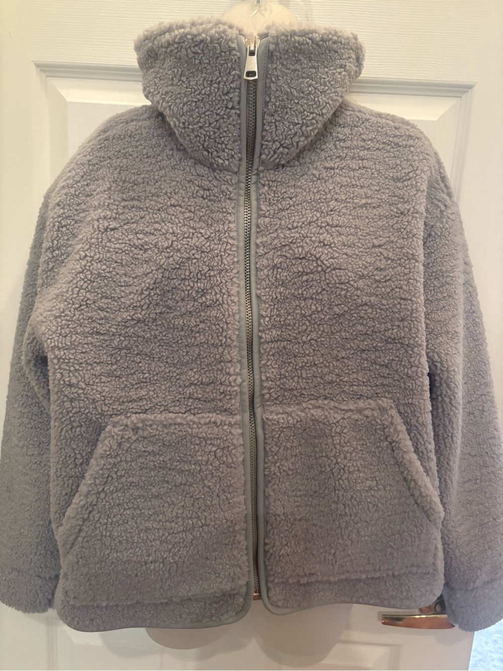 Abercrombie & Fitch Kids Gray Sherpa Puffer Jacket